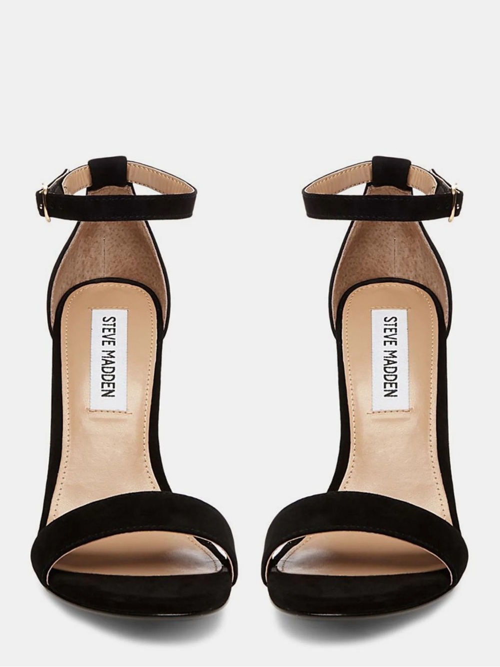 Steve Madden Black Suede Ankle Strap Block Heeled Sandals